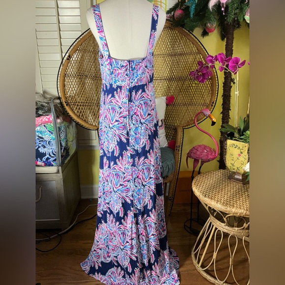 Lilly Pulitzer NWT Maui Maxi Dress Miss Shell Oyster Bay Blue Size 0 - Picture 4 of 12
